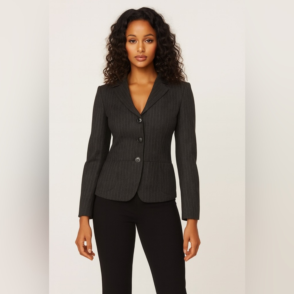 LK Bennett London Gray Wool Striped Gianna Blazer Sz. 8